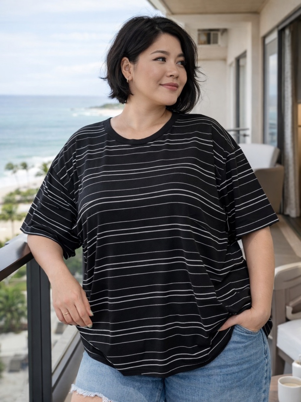 Black Striped Women's Top
